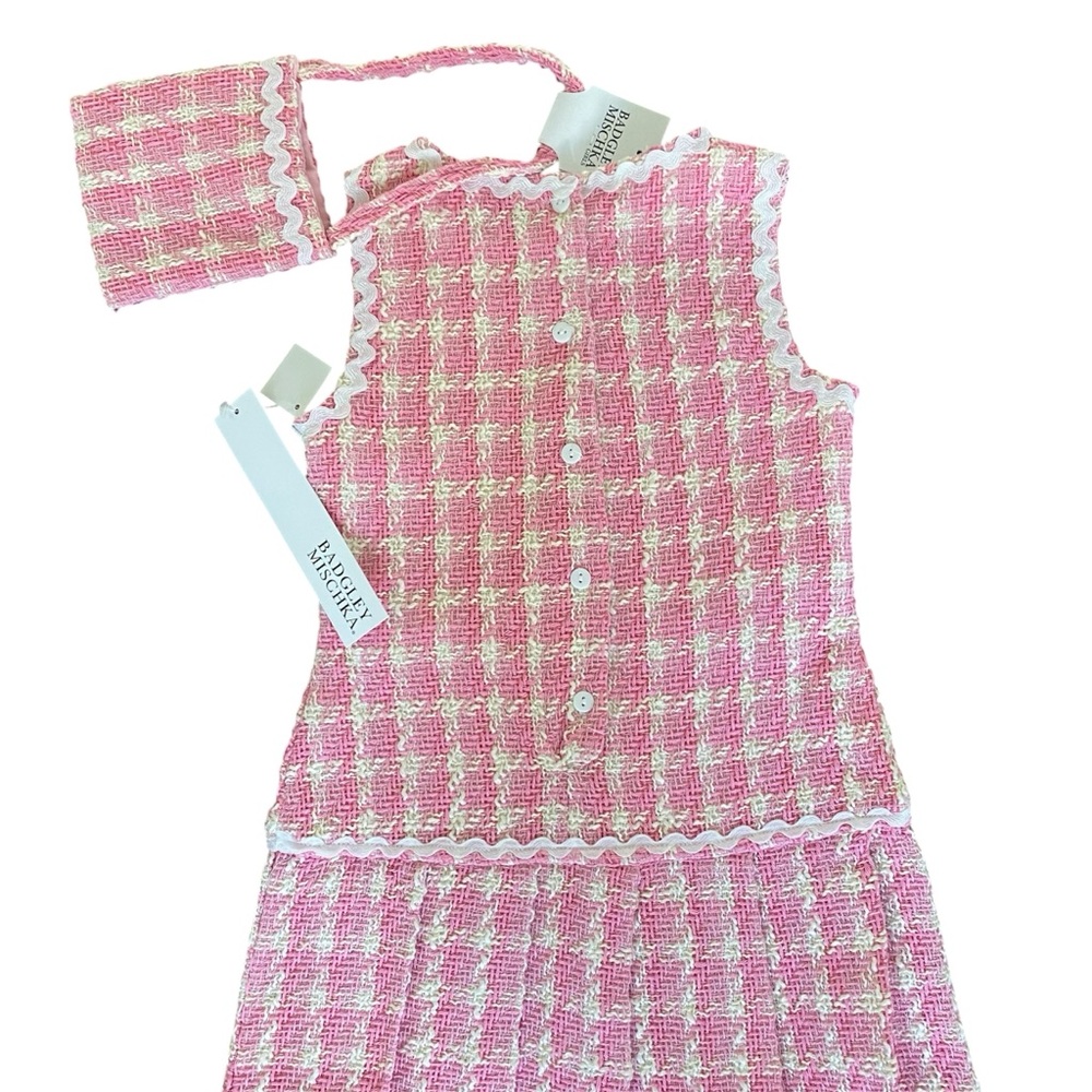Badgley Mischka Pink and Cream Tweed Dress - Picture 3 of 16